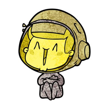 mutlu karikatür astronot vektör çizim
