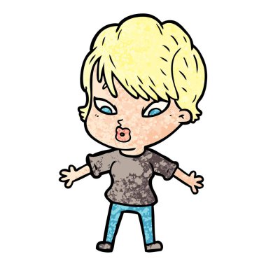 Çizgi filmdeki kadının vektör çizimi