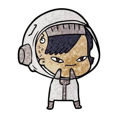 vektör çizim karikatür astronot kadın