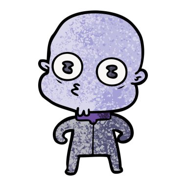 vektör çizim karikatür garip kel uzay adamı