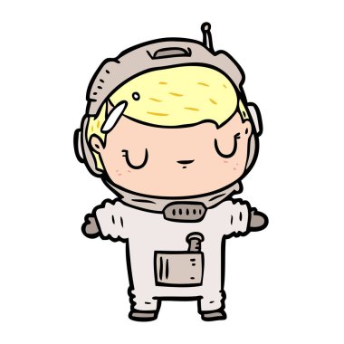 sevimli çizgi astronot vektör çizim