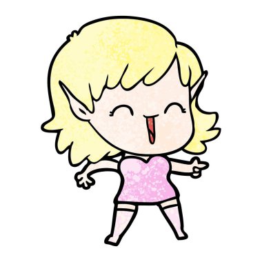 vektör çizim karikatür elf kızı