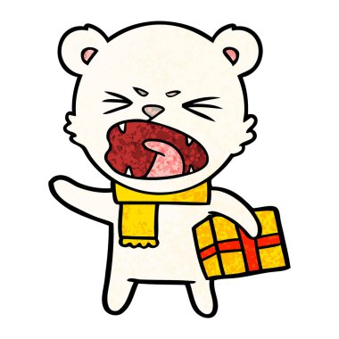 kızgın çizgi film kutup ayısı ile Noel hediyesi