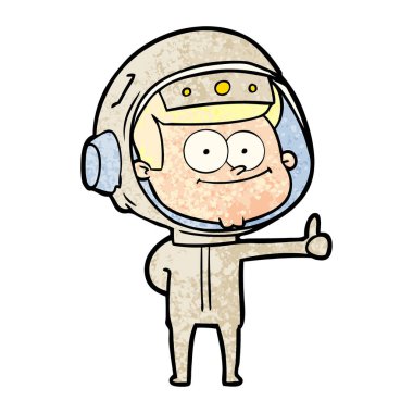 mutlu astronot karikatür vektör çizim