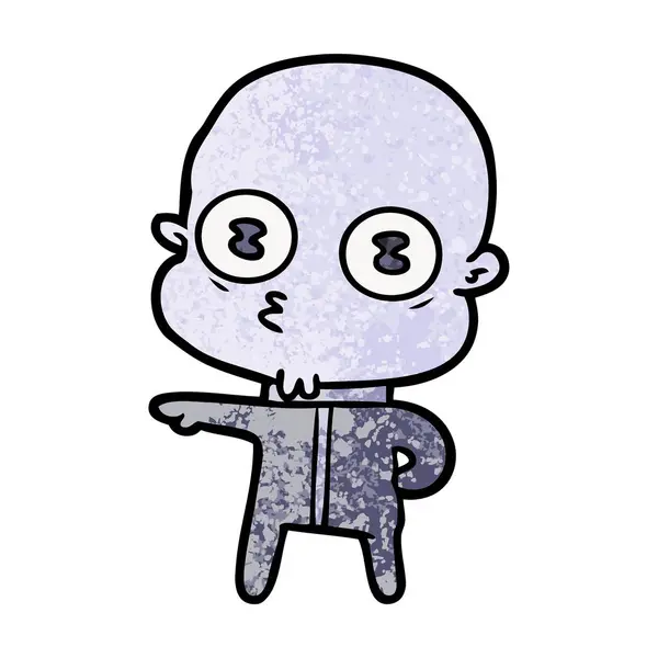 Vector Illustration Cartoon Weird Bald Spaceman — Stock Vector