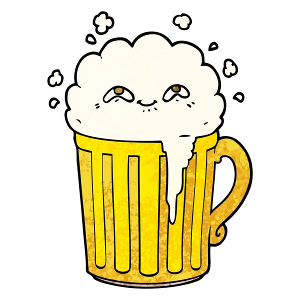 Caneca Desenho Animado Feliz Cerveja — Vetor de Stock