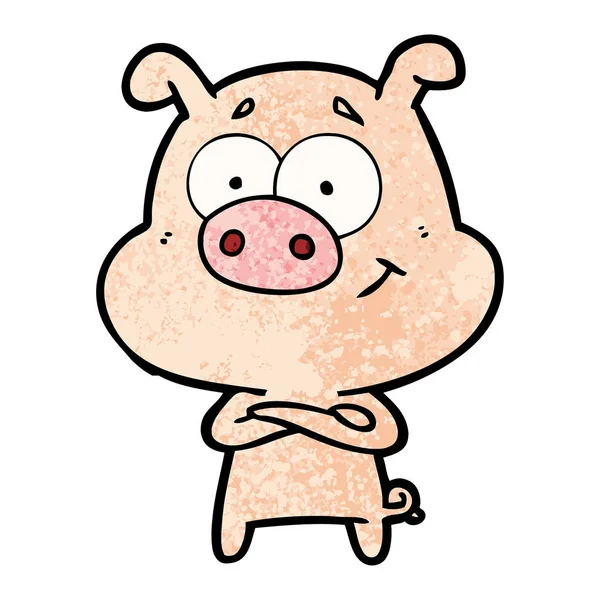 Illustration Vectorielle Cochon Heureux Dessin Animé — Image vectorielle