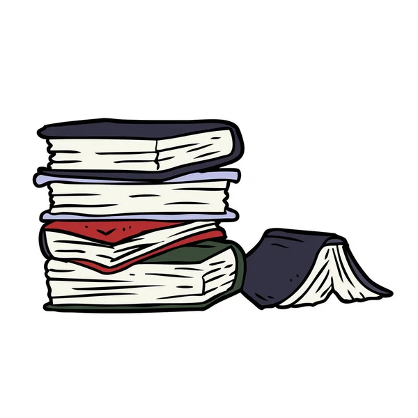 Bücherstapel Mit Karikaturen — Stockvektor