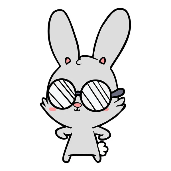 メガネかわいい漫画のウサギ — ストックベクタ