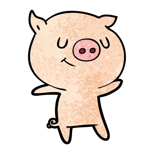 Illustration Vectorielle Cochon Heureux Dessin Animé — Image vectorielle