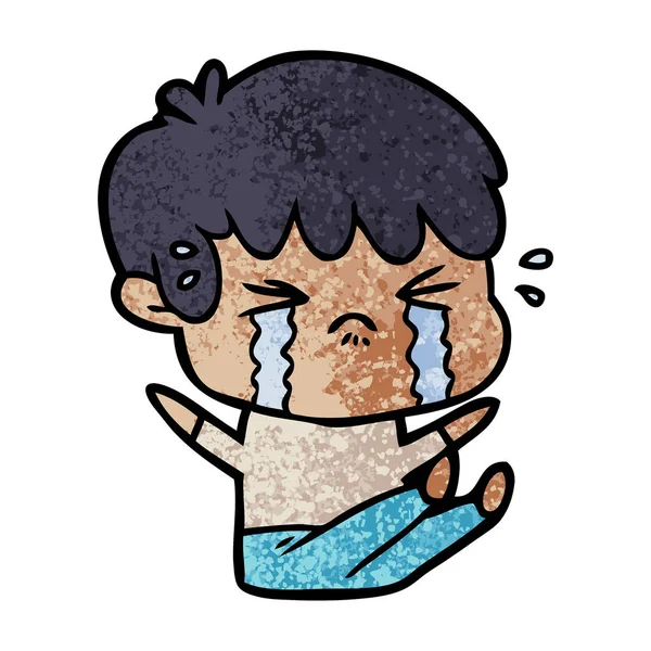 Vector Illustration Cartoon Boy Crying — Stock Vector