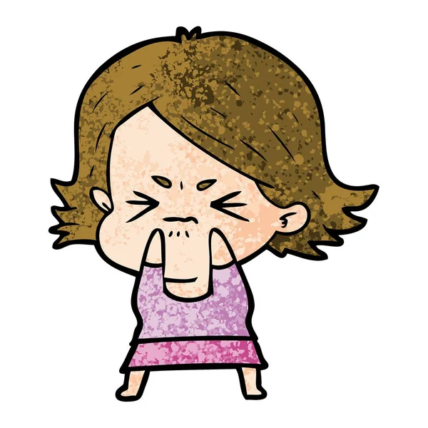 Vektör Çizim Karikatür Kızgın Kadın — Stok Vektör