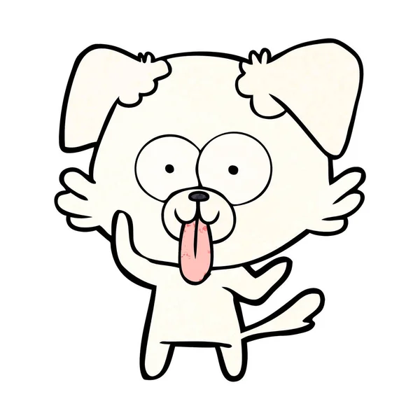 Cartoon Hond Met Tong Uitsteekt — Stockvector