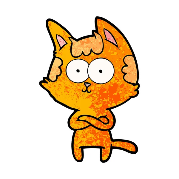 Lycklig Tecknad Katt Med Korsade Armar — Stock vektor