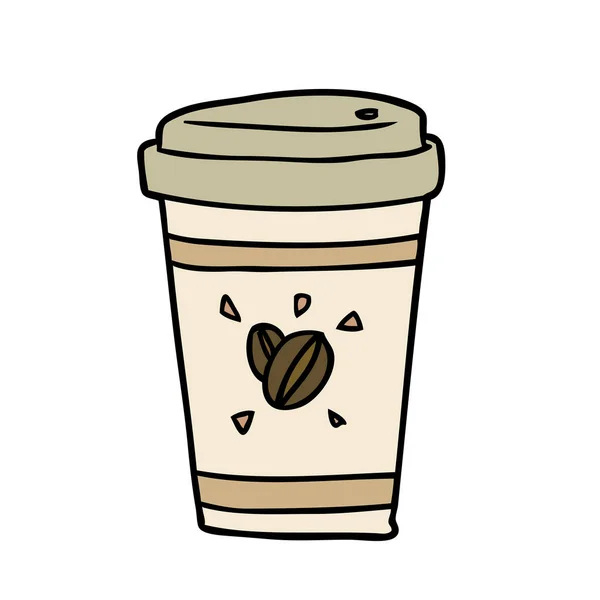 Cartoon Tasse Kaffee Zum Mitnehmen — Stockvektor