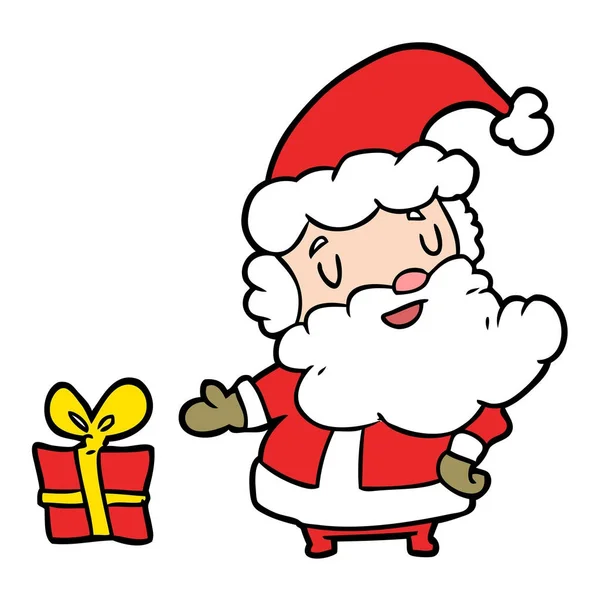 Dibujos Animados Santa Claus Con Presente — Vector de stock
