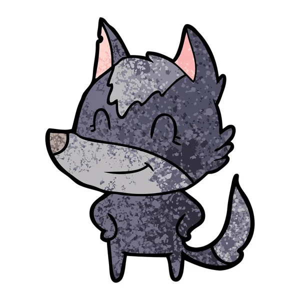 Vectorillustratie Van Vriendelijke Cartoon Wolf — Stockvector