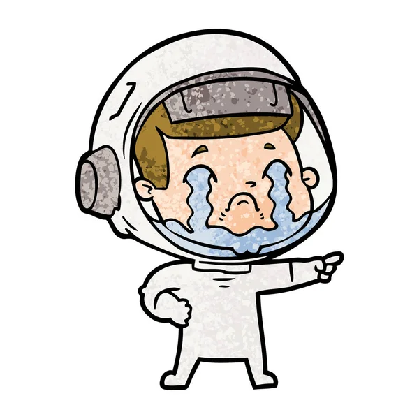 Illustrazione Vettoriale Cartone Animato Piangendo Astronauta — Vettoriale Stock
