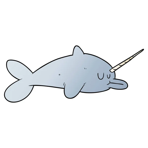 Vector Illustration Cartoon Narwhal — Stock Vector