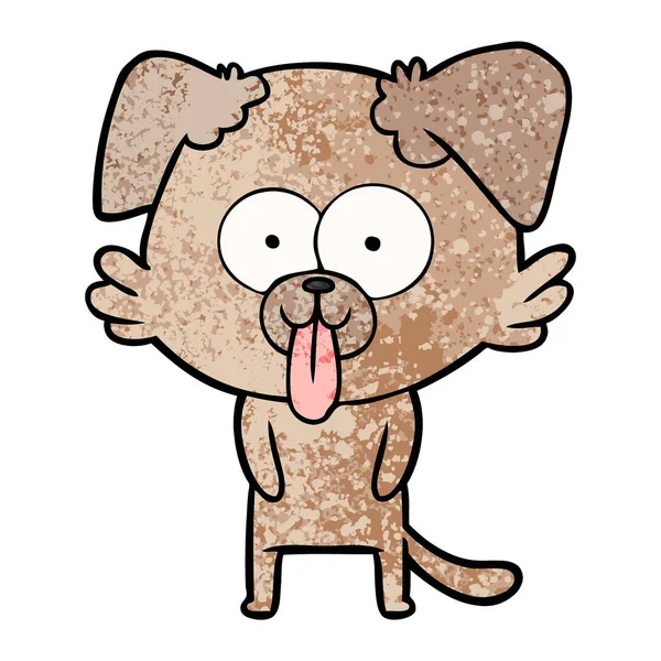 Tecknad Hund Med Tungan Sticker — Stock vektor