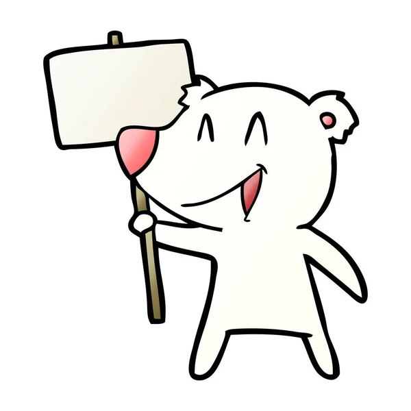 Polar Bear Protest Sign Cartoon — Stock Vector