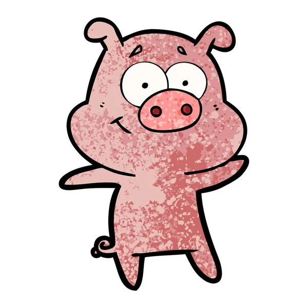 Illustration Vectorielle Cochon Heureux Dessin Animé — Image vectorielle