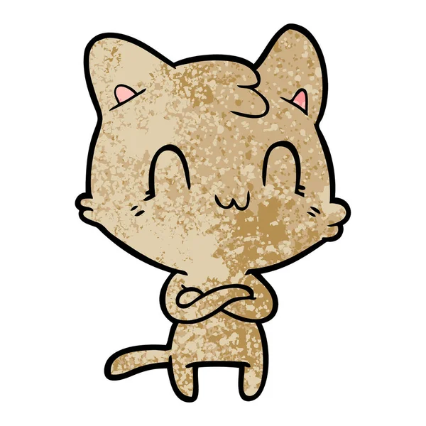 Vector Illustration Cartoon Happy Cat — Stock Vector