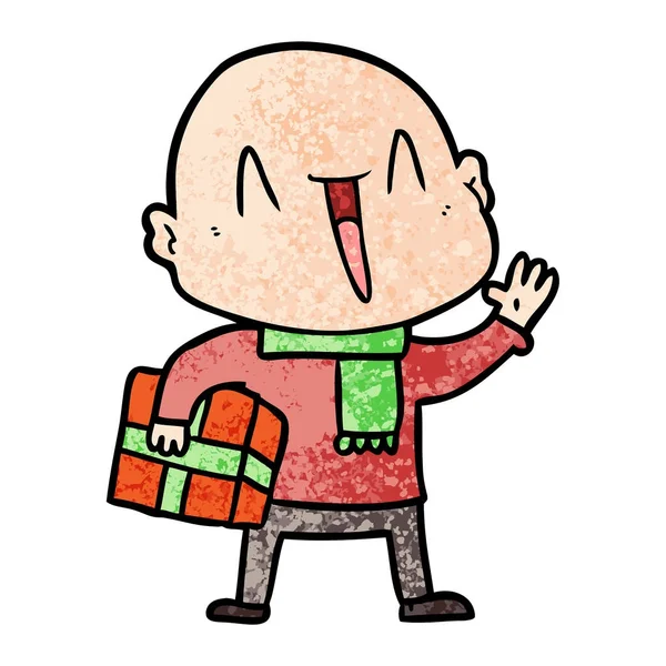 幸せな漫画ハゲ男 — ストックベクタ