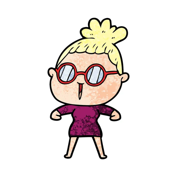 Cartoon Frau Mit Brille — Stockvektor