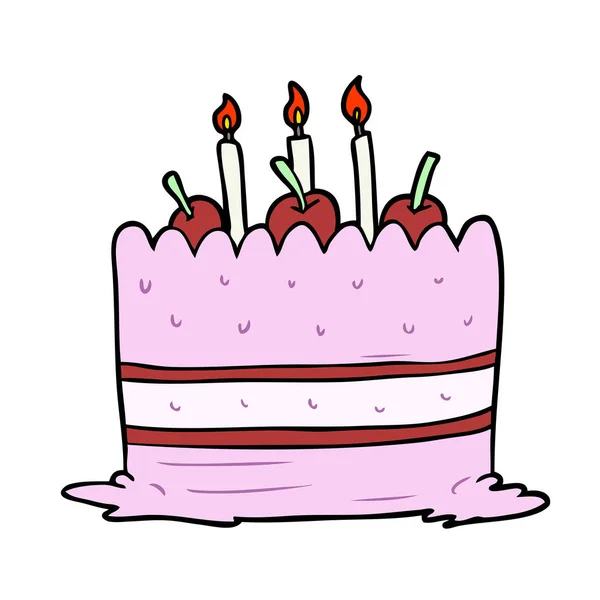 Vector Illustration Cartoon Birthday Cake — Stock Vector