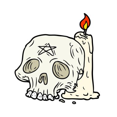 Çizgi Film ürkütücü kafatası ve mum