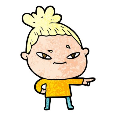 Çizgi filmdeki kadının vektör çizimi