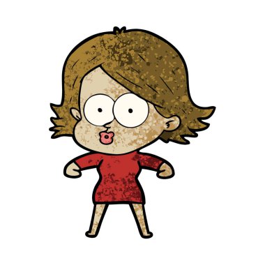 surat asmayı çizgi film kız vektör çizim