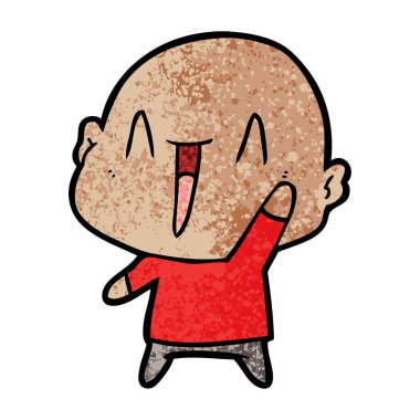 mutlu karikatür kel adam