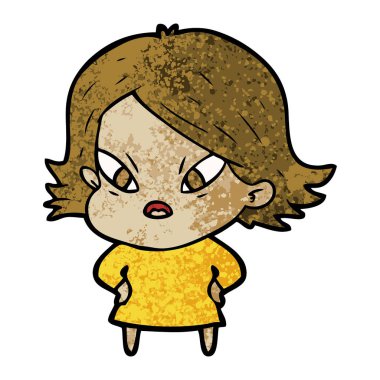 vektör çizim karikatür kadın vurguladı