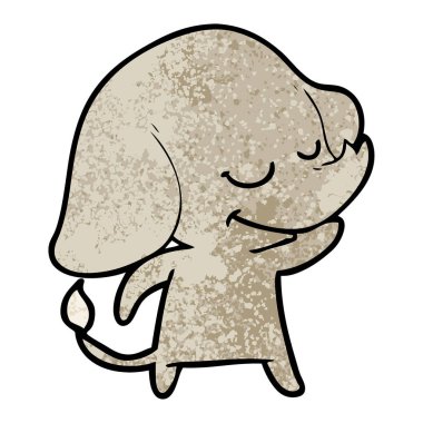 vektör çizim karikatür fil gülümseyen