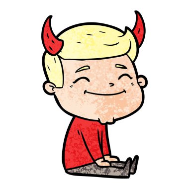 Şeytan boynuzlarını adamla mutlu çizgi film