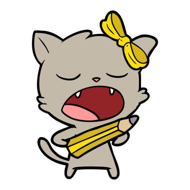 vektör çizim karikatür esneme kedi