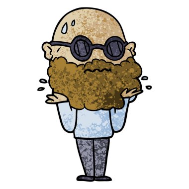 Sakallı endişeli adam çizgi film 