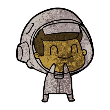 mutlu karikatür astronot vektör çizim