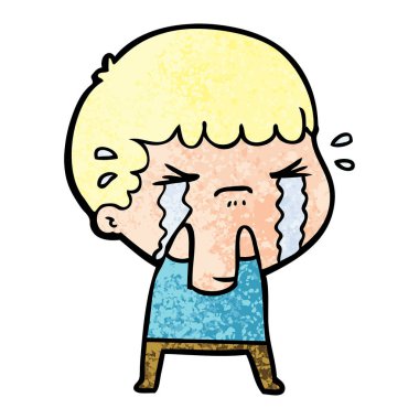 vektör çizim karikatür adam ağlıyor