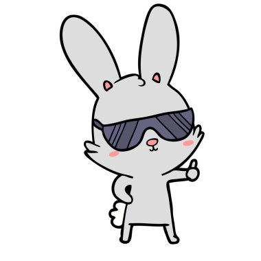 sevimli çizgi tavşan güneş gözlüğü takıyor