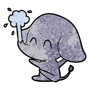 sevimli çizgi fil spouting su