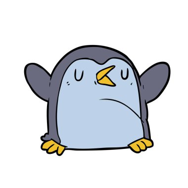 Tatlı penguen çizgi filminin vektör çizimi
