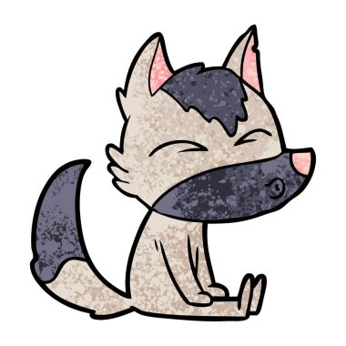 vektör çizim karikatür kurt ıslık