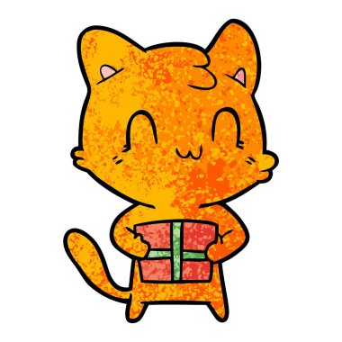 vektör çizim karikatür mutlu kedi