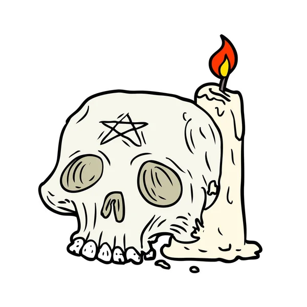 Cartoon Spooky Skull Candle — Stock Vector