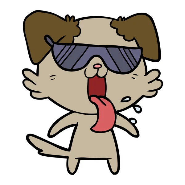 Kreslený Supící Pes Sluneční Brýle — Stockový vektor