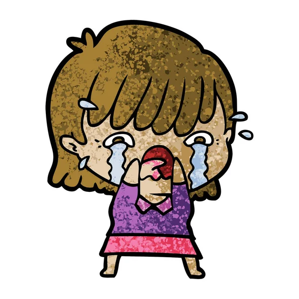 Vector Illustration Cartoon Girl Crying — Stock Vector