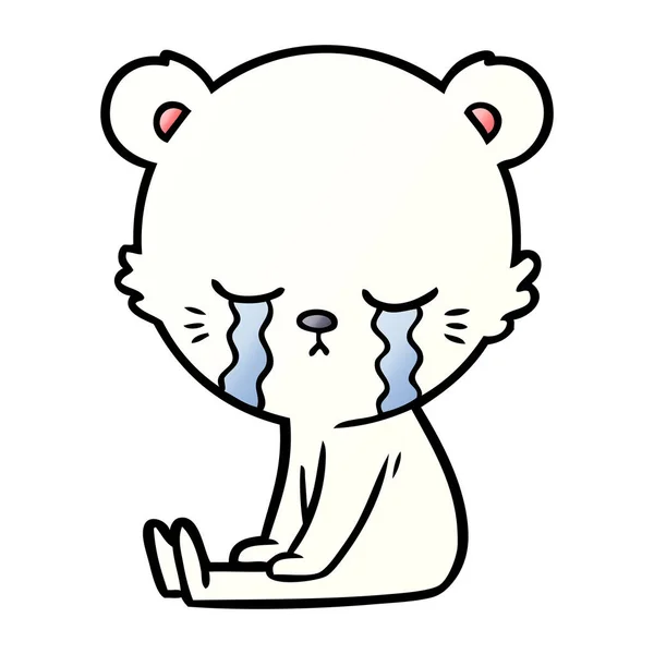 Smutný Malý Lední Medvěd Kreslený — Stockový vektor